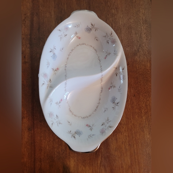 Sango Other - Sango Floral Oval Divided Platter with Pink and Blue Accents (114)